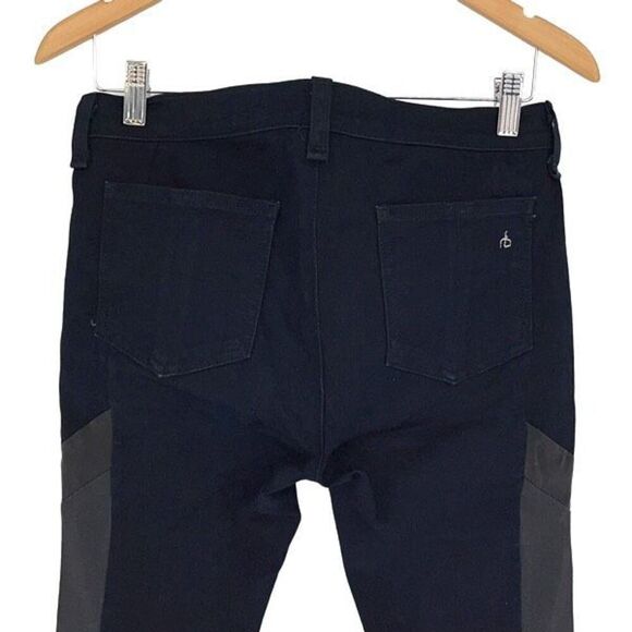 Rag & Bone Womens The Grand Prix Motocross Leather Chevron Jeans Midnight Size 2 - Picture 6 of 14